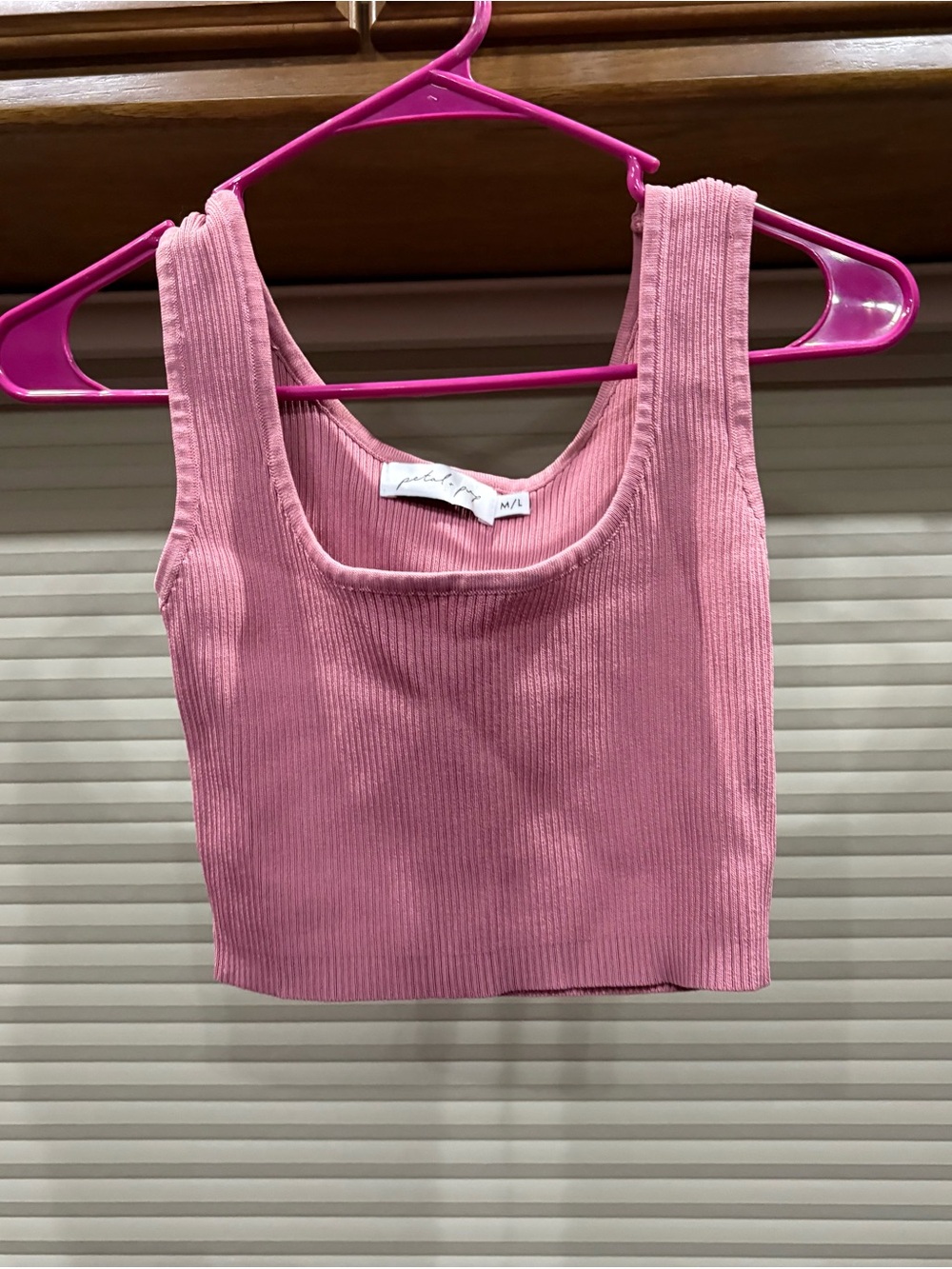 Petal & Pup Ribbed Scoop Crop Tank - Rose Pink